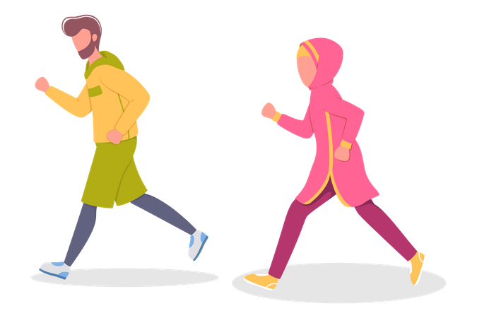 Muslim couple jogging  Illustration