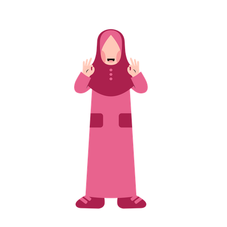 Muslim girl giving nice gesture  イラスト