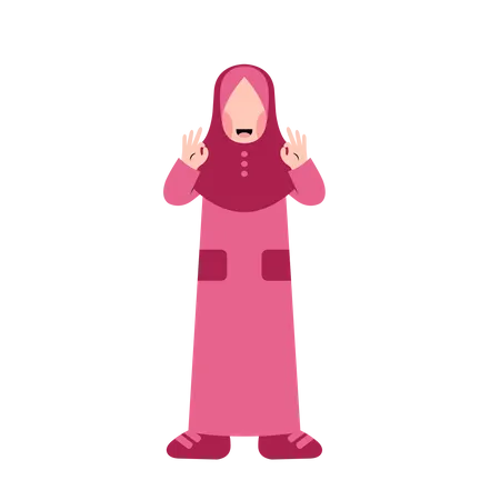 Muslim girl giving nice gesture  イラスト