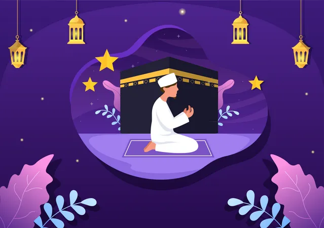 Muslim man praying  Illustration