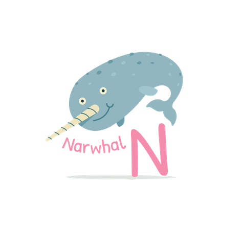 N for Narwhal  イラスト