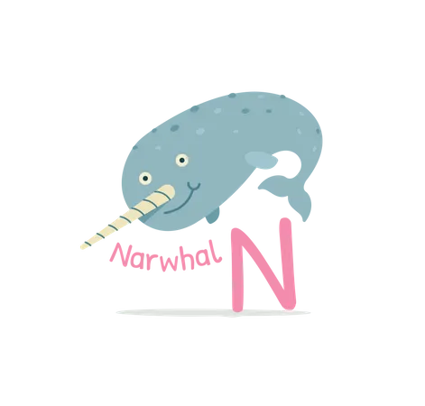 N for Narwhal  イラスト