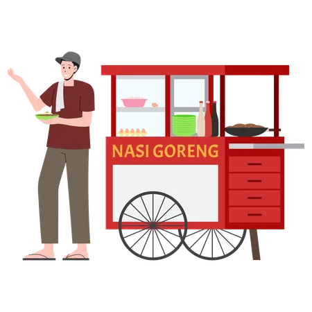 Nasi Goreng Street Vendor  일러스트레이션