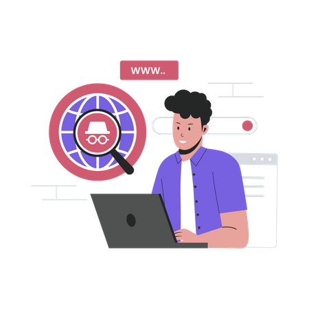 Navegar por internet con modo incógnito  Ilustración