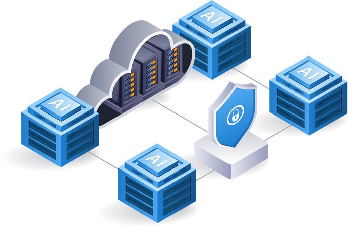 Network AI cloud server technology system  일러스트레이션