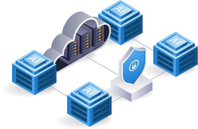 Network AI cloud server technology system  일러스트레이션