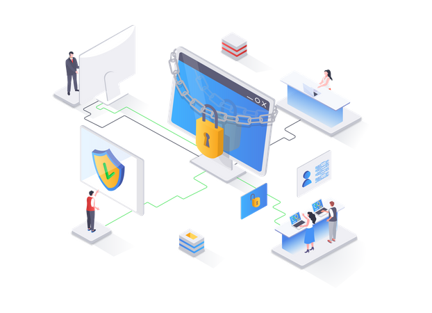 Network cybersecurity solution  イラスト