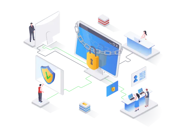 Network cybersecurity solution  イラスト