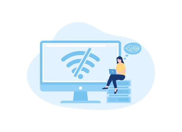 Network troubleshooting on a computer  イラスト