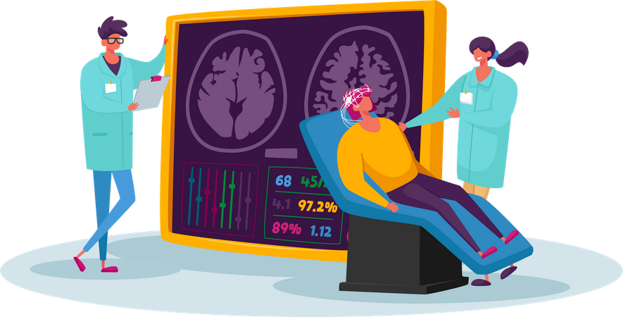 Neurobiologie, Medizin und MRT des Gehirns  Illustration