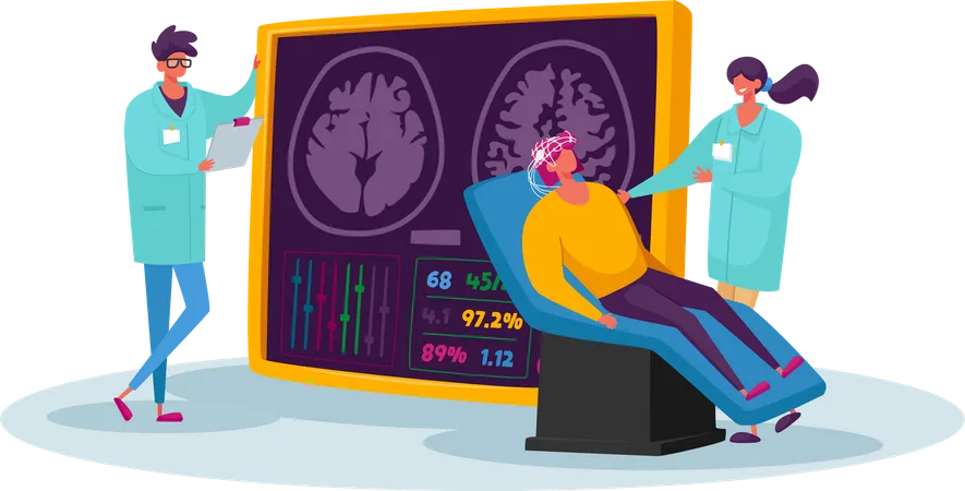 Neurobiologie, Medizin und MRT des Gehirns  Illustration