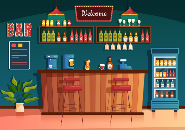 Night Bar Restaurant  Illustration