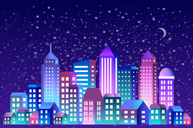 Night scene of city  イラスト