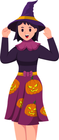 Chica joven con disfraz de Halloween  Ilustración