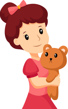 Niña con muñeca  Ilustración