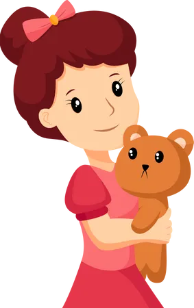 Niña con muñeca  Ilustración