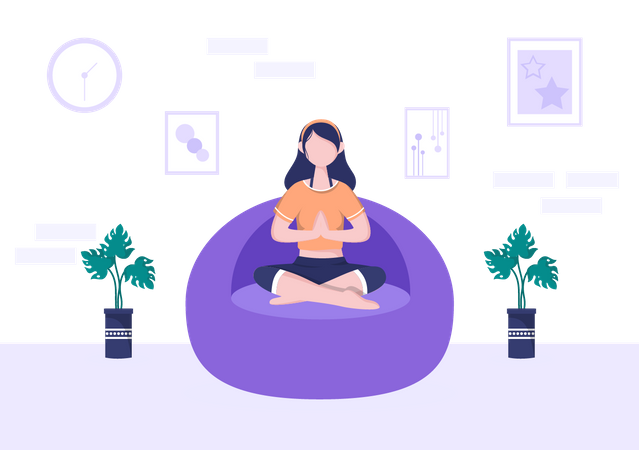 Chica haciendo meditación  Ilustración