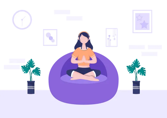 Chica haciendo meditación  Ilustración