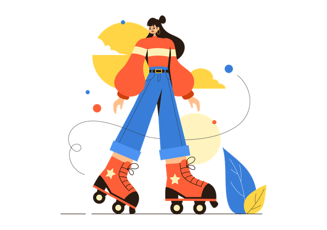 Chica patinando  Ilustración