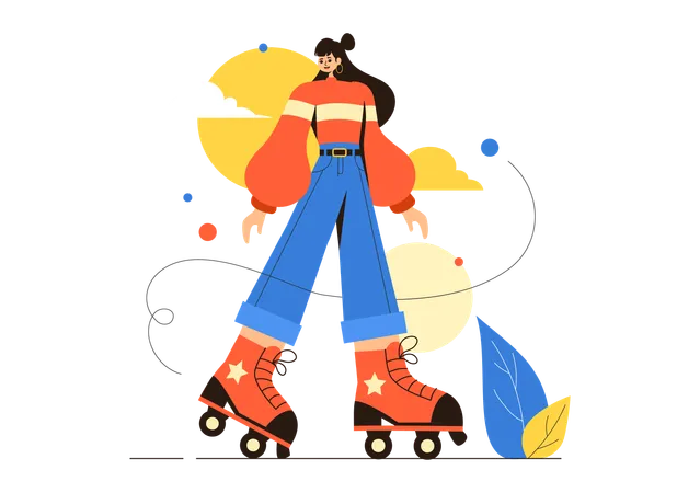 Chica patinando  Ilustración