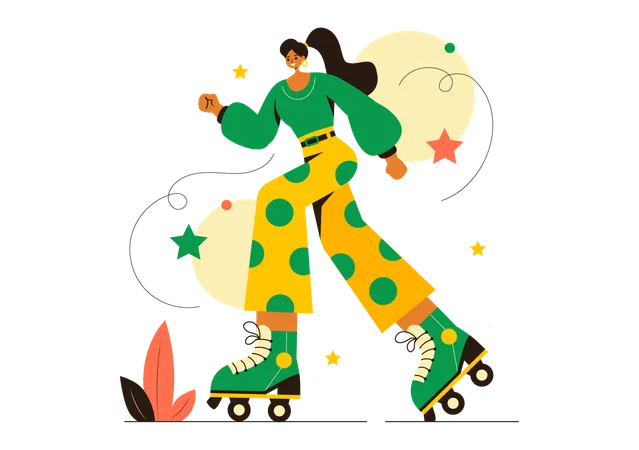 Niña patinando  Ilustración