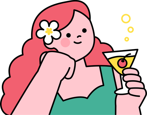 Chica sujetando vaso de jugo  Ilustración