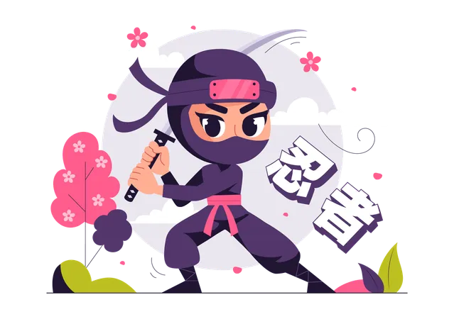 Ninja Shinobi mit Schwert  Illustration