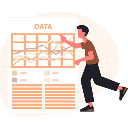 Niño feliz con el análisis de datos  Ilustración