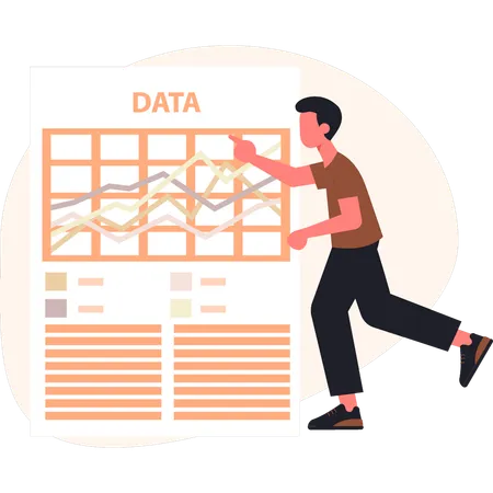 Niño feliz con el análisis de datos  Ilustración