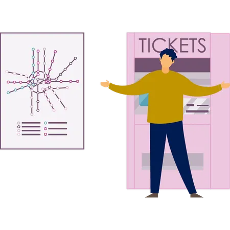 Niño mostrando mapa gráfico analítico  Ilustración