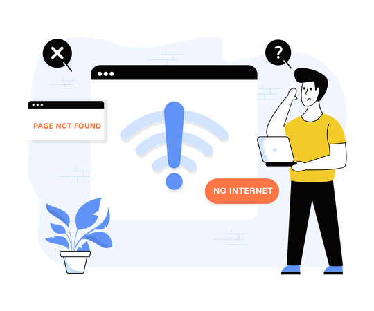 No Internet Error  Illustration