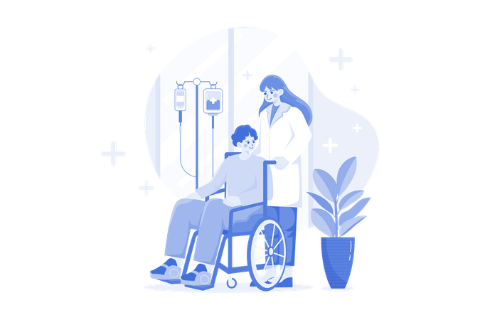 Nurse Helping handicapped man  Illustration