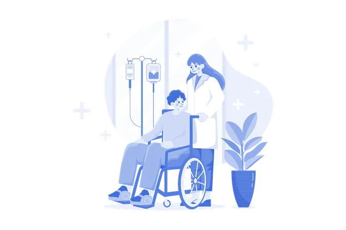 Nurse Helping handicapped man  Illustration