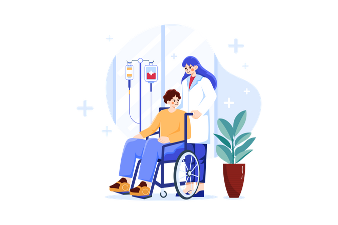 Nurse Helping handicapped man  Illustration