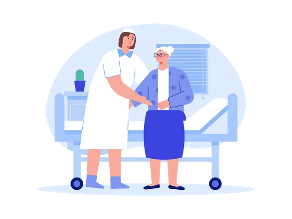 Nurse helping senior woman  Illustration