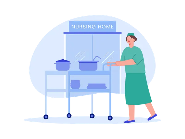 Nurse in nursing home  Illustration