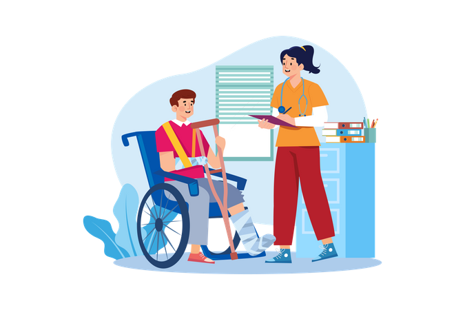 Nurse standing with patient  Illustration