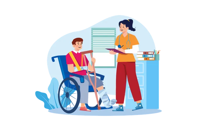 Nurse standing with patient  Illustration