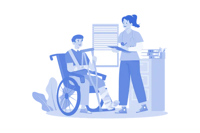 Nurse Standing With Patient  Illustration