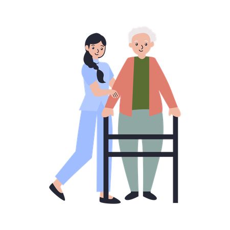 Nursing Home Activities given to elderly woman  Illustration