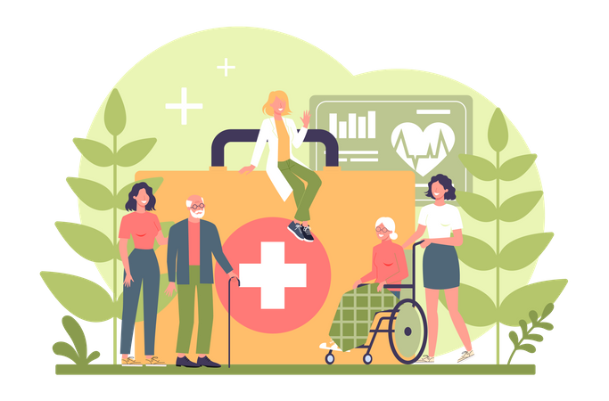 Nursing service for aged patients  Illustration