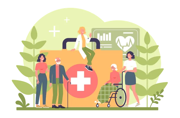 Nursing service for aged patients  Illustration