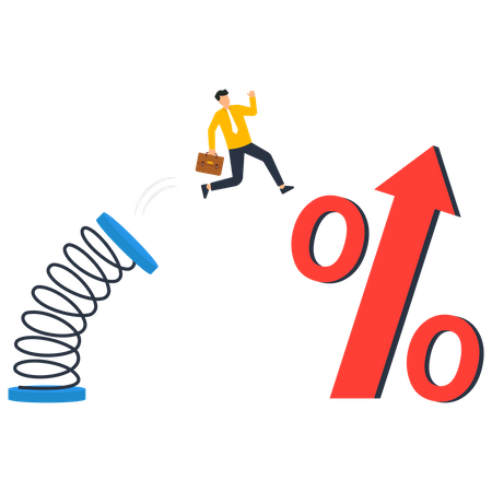 Obtenha mais benefícios. Empresários saltam para uma grande percentagem  Ilustração