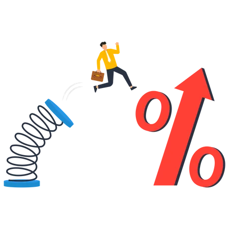 Obtenha mais benefícios. Empresários saltam para uma grande percentagem  Ilustração