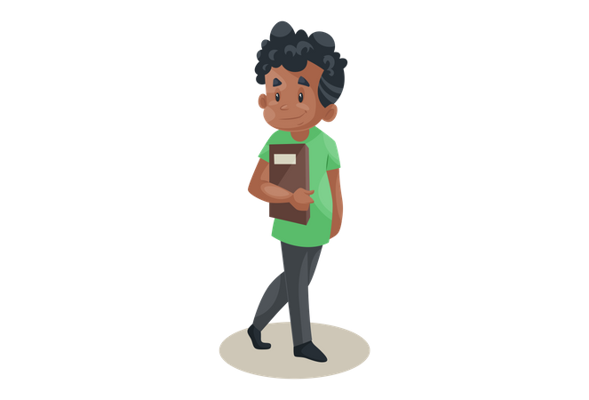 Office boy is holding a file in hand  Illustration