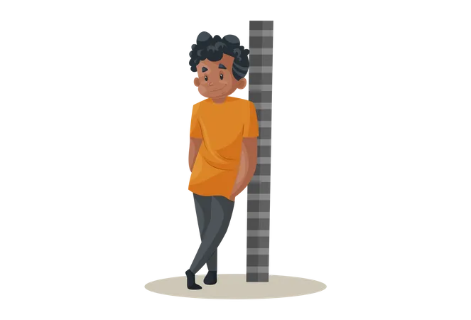 Office boy is standing with a poll  Illustration