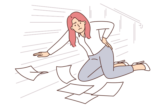 Office worker fell down from stairs  Illustration