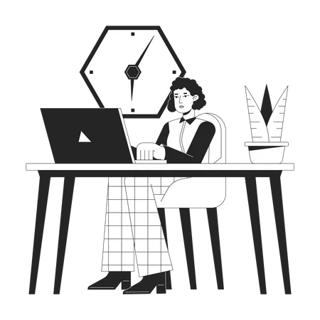 Office worker sitting at desk  Illustration