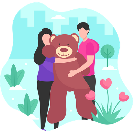 Offrir un ours en peluche le jour de la Saint-Valentin  Illustration