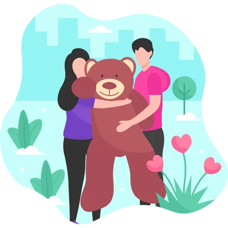 Offrir un ours en peluche le jour de la Saint-Valentin  Illustration